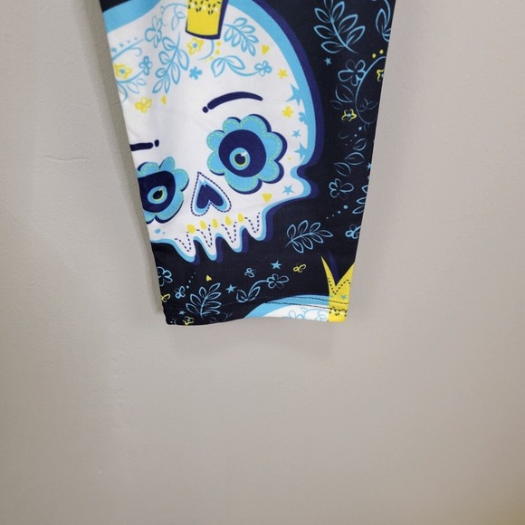 Dren Designs‎ Royal Sugar Skull Polyester Spandex Ankle Leggings Extended Size - Picture 4 of 6
